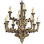 C173-WCH 01 By Artdemexico - Wood Lighting Collection Collection Premium Gold Reale Finish Carved Wood Chandelier